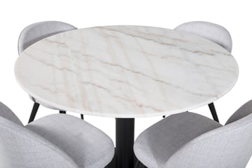 Admira Matgrupp 106 cm Runt Marmor inkl 4 Sedavi Stolar - Vit/Svart/Grå - Möbler - Bord & matgrupp - Matgrupp