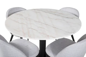 Admira Matgrupp 106 cm Runt Marmor inkl 4 Sedavi Stolar - Vit/Svart/Grå - Möbler - Bord & matgrupp - Matgrupp