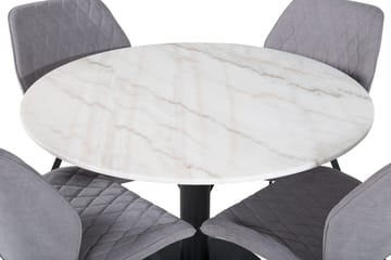 Admira Matgrupp 106 cm Runt Marmor inkl 4 Sumoas Stolar - Vit/Svart/Grå - Möbler - Bord & matgrupp - Matgrupp
