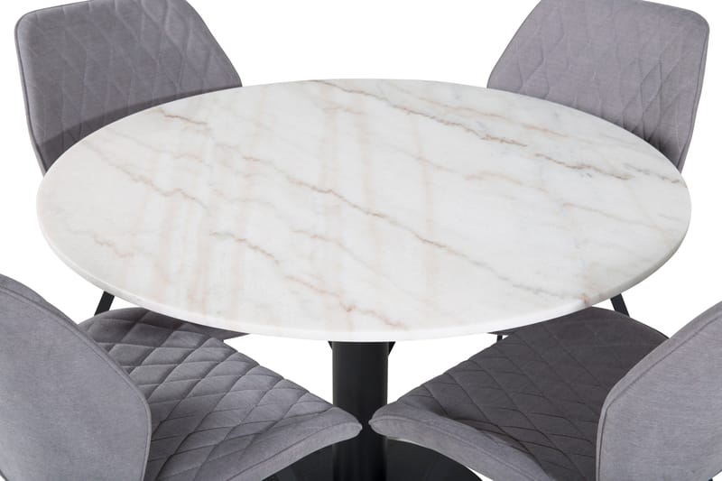 Admira Matgrupp 106 cm Runt Marmor inkl 4 Sumoas Stolar - Vit/Svart/Grå - Möbler - Bord & matgrupp - Matgrupp