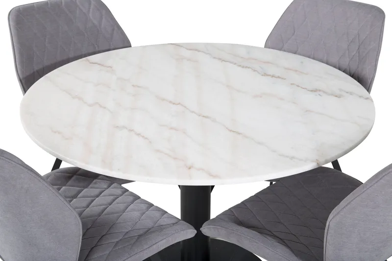 Admira Matgrupp 106 cm Runt Marmor inkl 4 Sumoas Stolar - Vit/Svart/Grå - Möbler - Bord & matgrupp - Matgrupp