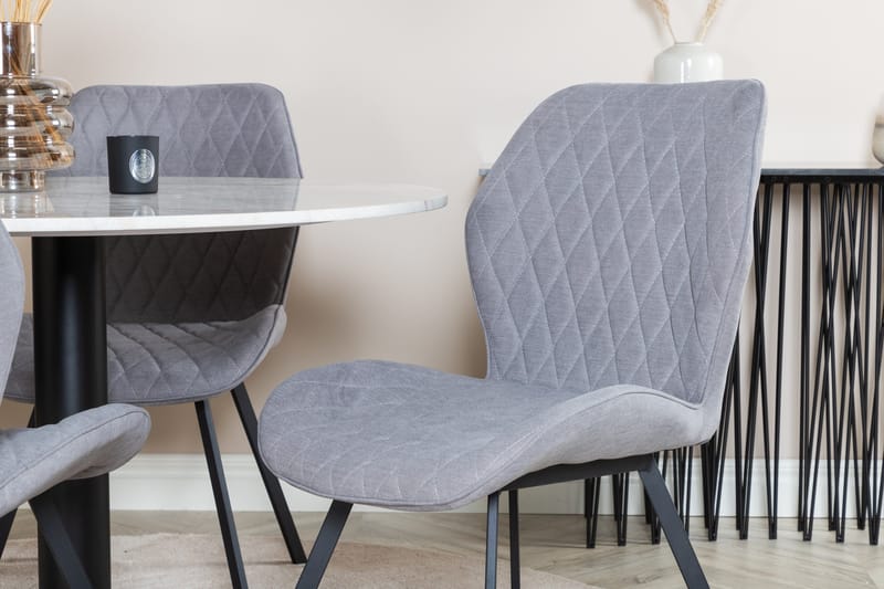 Admira Matgrupp 106 cm Runt Marmor inkl 4 Sumoas Stolar - Vit/Svart/Grå - Möbler - Bord & matgrupp - Matgrupp