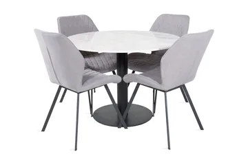 Admira Matgrupp 106 cm Runt Marmor inkl 4 Sumoas Stolar - Vit/Svart/Grå - Möbler - Bord & matgrupp - Matgrupp