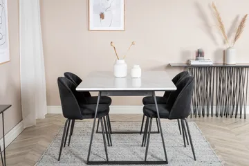 Admira Matgrupp 140 cm inkl 4 Foyos Stolar - Marmor/Vit/Svart - Möbler - Bord & matgrupp - Matgrupp