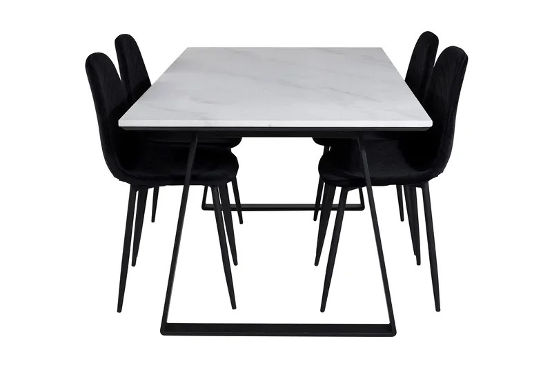 Admira Matgrupp 140 cm inkl 4 Ypas Stolar - Marmor/Vit/Svart - Möbler - Bord & matgrupp - Matgrupp