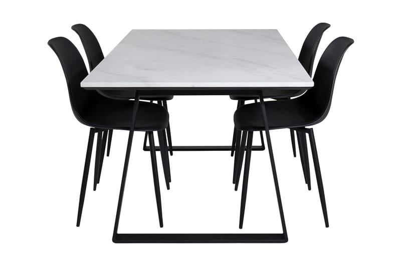 Admira Matgrupp 140 cm inkl 4 Ypas Stolar - Marmor/Vit/Svart - Möbler - Bord & matgrupp - Matgrupp