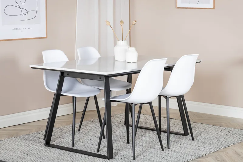 Admira Matgrupp 140 cm inkl 4 Ypas Stolar - Marmor/Vit/Svart - Möbler - Bord & matgrupp - Matgrupp