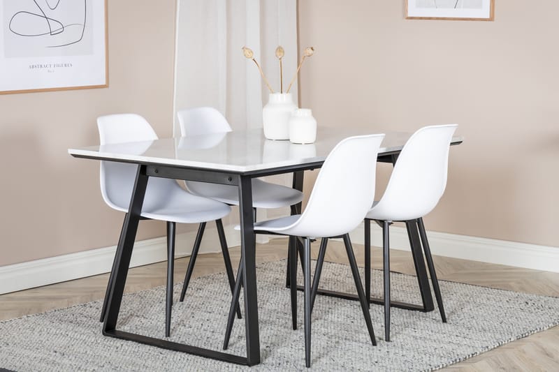 Admira Matgrupp 140 cm inkl 4 Ypas Stolar - Marmor/Vit/Svart - Möbler - Bord & matgrupp - Matgrupp