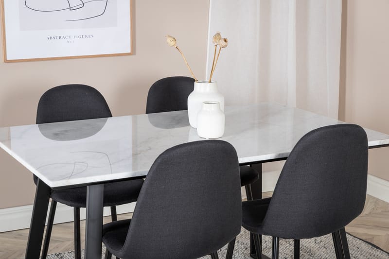 Admira Matgrupp 140 cm inkl 4 Ypas Stolar - Marmor/Vit/Svart - Möbler - Bord & matgrupp - Matgrupp