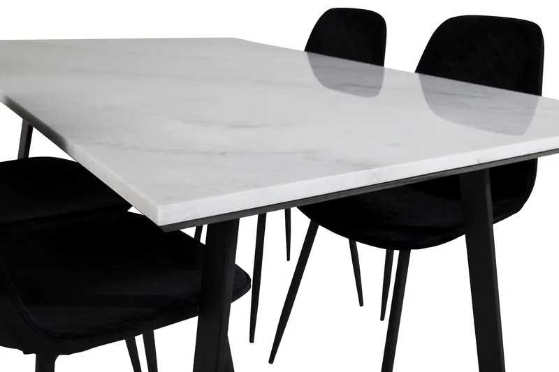 Admira Matgrupp 140 cm inkl 4 Ypas Stolar - Marmor/Vit/Svart - Möbler - Bord & matgrupp - Matgrupp