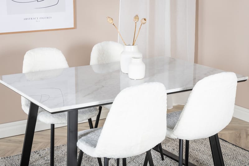 Admira Matgrupp 140 cm inkl 4 Ypas Stolar - Marmor/Vit/Svart - Möbler - Bord & matgrupp - Matgrupp