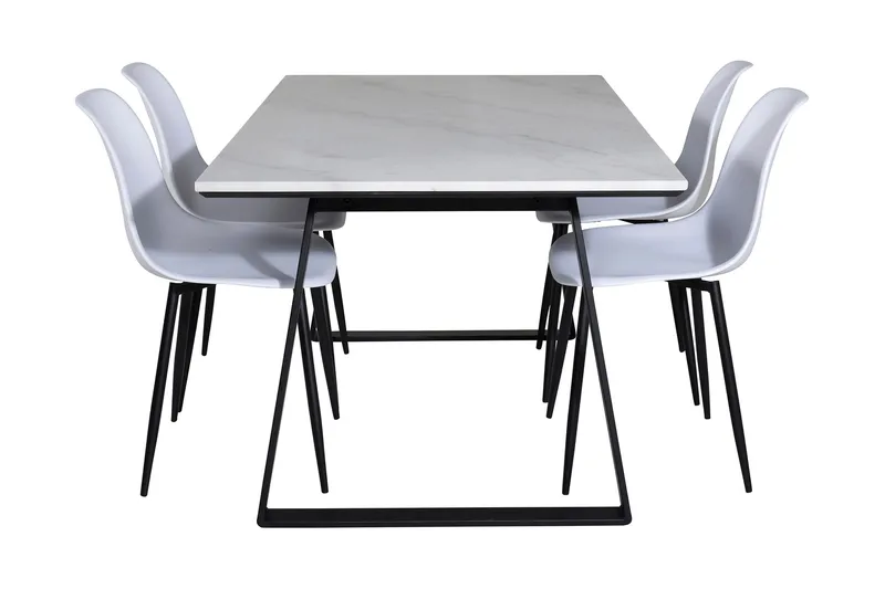 Admira Matgrupp 140 cm inkl 4 Ypas Stolar - Marmor/Vit/Svart - Möbler - Bord & matgrupp - Matgrupp
