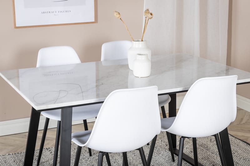 Admira Matgrupp 140 cm inkl 4 Ypas Stolar - Marmor/Vit/Svart - Möbler - Bord & matgrupp - Matgrupp