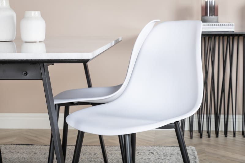 Admira Matgrupp 140 cm inkl 4 Ypas Stolar - Marmor/Vit/Svart - Möbler - Bord & matgrupp - Matgrupp