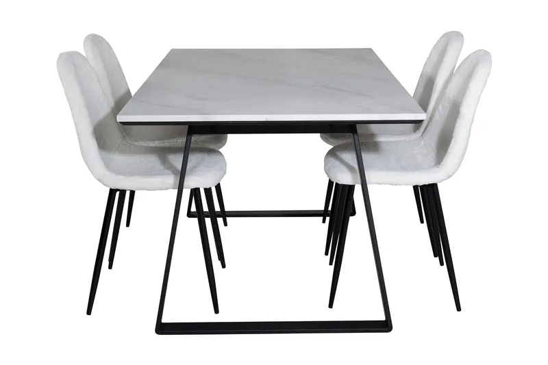 Admira Matgrupp 140 cm inkl 4 Ypas Stolar - Marmor/Vit/Svart - Möbler - Bord & matgrupp - Matgrupp