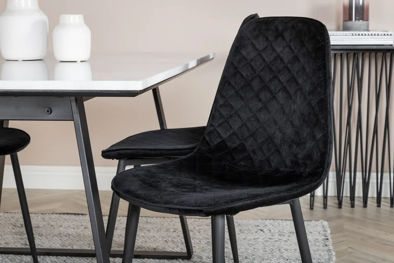 Admira Matgrupp 140 cm inkl 4 Ypas Stolar - Marmor/Vit/Svart - Möbler - Bord & matgrupp - Matgrupp