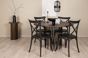 Matgrupp Alismo  120 cm Rund med 4 Crosetto stolar - Svart - Möbler - Bord & matgrupp - Matgrupp