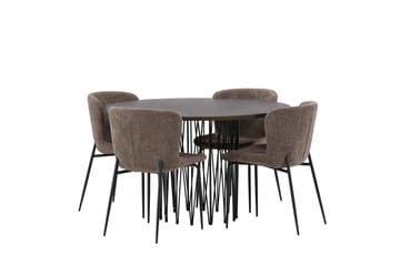 Matgrupp Alismo  120 cm Rund med 4 Habesh stolar
