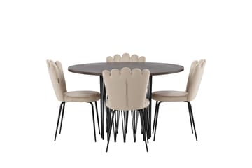 Matgrupp Alismo  120 cm Rund med 4 Limhamn stolar - Beige - Möbler - Bord & matgrupp - Matgrupp