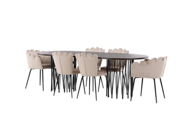 Matgrupp Alismo  220 cm Oval med 2 Limhamn stolar - Beige - Möbler - Bord & matgrupp - Matgrupp