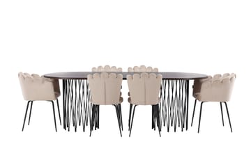Matgrupp Alismo  220 cm Oval med 2 Limhamn stolar - Beige - Möbler - Bord & matgrupp - Matgrupp