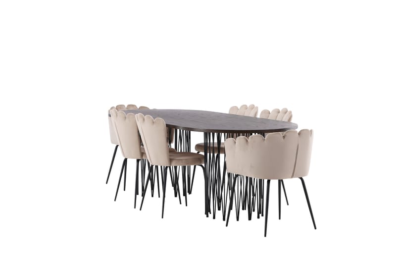 Matgrupp Alismo  220 cm Oval med 2 Limhamn stolar - Beige - Möbler - Bord & matgrupp - Matgrupp