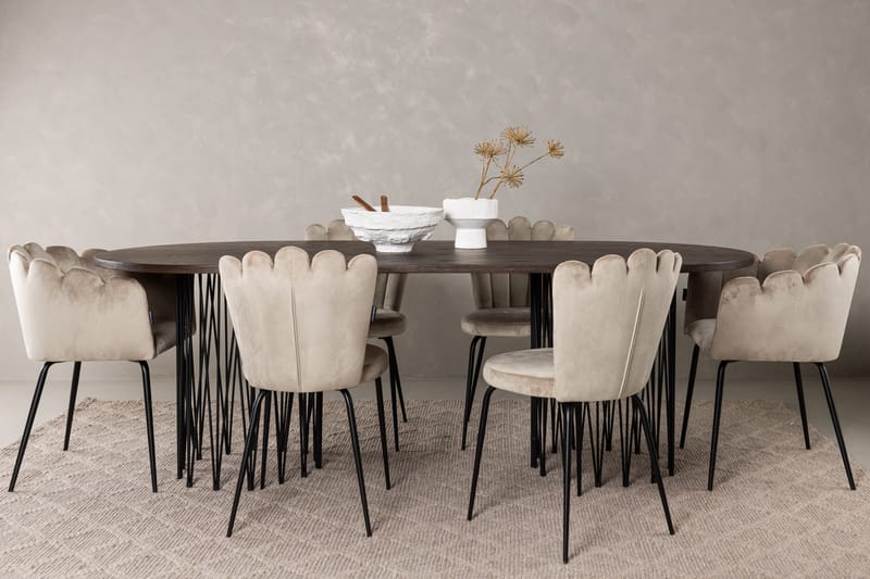 Matgrupp Alismo  220 cm Oval med 2 Limhamn stolar - Beige - Möbler - Bord & matgrupp - Matgrupp