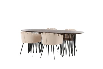 Matgrupp Alismo  220 cm Oval med 4 Limhamn stolar - Beige - Möbler - Bord & matgrupp - Matgrupp