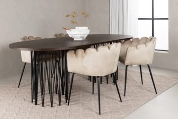 Matgrupp Alismo  220 cm Oval med 4 Limhamn stolar - Beige - Möbler - Bord & matgrupp - Matgrupp