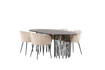 Matgrupp Alismo  220 cm Oval med 4 Limhamn stolar - Beige - Möbler - Bord & matgrupp - Matgrupp
