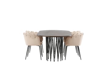 Matgrupp Alismo  220 cm Oval med 4 Limhamn stolar - Beige - Möbler - Bord & matgrupp - Matgrupp