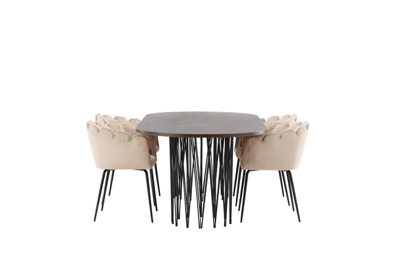 Matgrupp Alismo  220 cm Oval med 4 Limhamn stolar - Beige - Möbler - Bord & matgrupp - Matgrupp