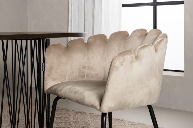 Matgrupp Alismo  220 cm Oval med 4 Limhamn stolar - Beige - Möbler - Bord & matgrupp - Matgrupp