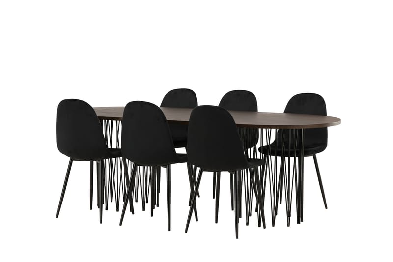 Matgrupp Alismo  220 cm Oval med 6 Nicci stolar - Svart - Möbler - Bord & matgrupp - Matgrupp