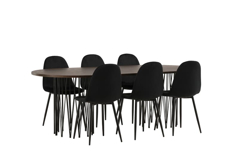 Matgrupp Alismo  220 cm Oval med 6 Nicci stolar - Svart - Möbler - Bord & matgrupp - Matgrupp