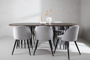 Matgrupp Alismo  220 cm Rektangulär med 6 Longreone stolar - Grå - Möbler - Bord & matgrupp - Matgrupp