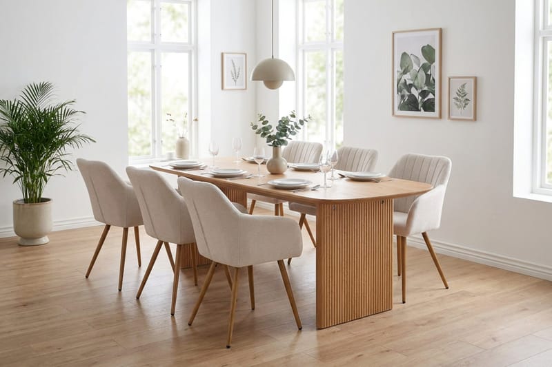 Alma Matgrupp rektangulärt 180 cm Ek med 6 Filippa Matstolar - Ek - Möbler - Bord & matgrupp - Matgrupp