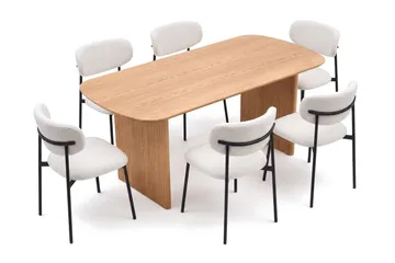 Alma Matgrupp rektangulärt 180 cm Ek med 6 Lucy Matstolar - Ek - Möbler - Bord & matgrupp - Matgrupp
