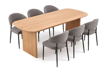 Alma Matgrupp rektangulärt 180 cm Ek med 6 Sawako Matstolar - Ek - Möbler - Bord & matgrupp - Matgrupp