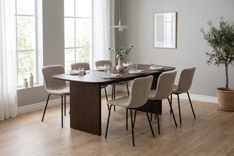 Alma Matgrupp rektangulärt 180 cm Rökt Ek med 6 Katy Matstolar - Rökt ek - Möbler - Bord & matgrupp - Matgrupp