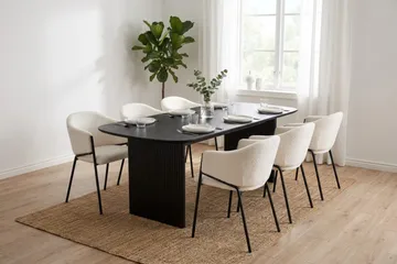 Alma Matgrupp rektangulärt 180 cm Svart med 6 Filip Matstolar - Svart - Möbler - Bord & matgrupp - Matgrupp