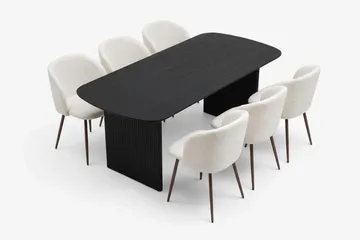 Alma Matgrupp rektangulärt 180 cm Svart med 6 Greya Matstolar - Svart - Möbler - Bord & matgrupp - Matgrupp