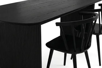 Alma Matgrupp rektangulärt 180 cm Svart med 6 Tyrö Matstolar - Svart - Möbler - Bord & matgrupp - Matgrupp