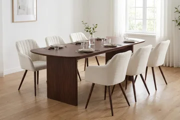 Alma Matgrupp rektangulärt 180 cm Valnöt med 6 Filippa Matstolar - Valnöt - Möbler - Bord & matgrupp - Matgrupp