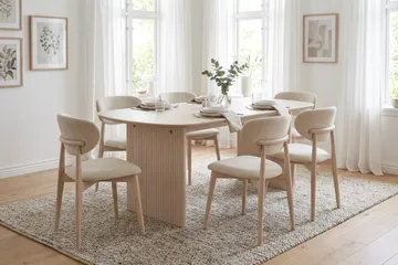 Alma Matgrupp rektangulärt 180 cm Vitlaserad med 6 Molly Matstolar - Vitlaserad - Möbler - Bord & matgrupp - Matgrupp