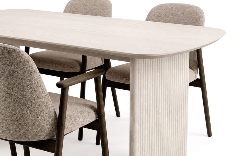 Alma Matgrupp rektangulärt 180 cm Vitlaserad med 6 Reciclar Matstolar - Vitlaserad - Möbler - Bord & matgrupp - Matgrupp