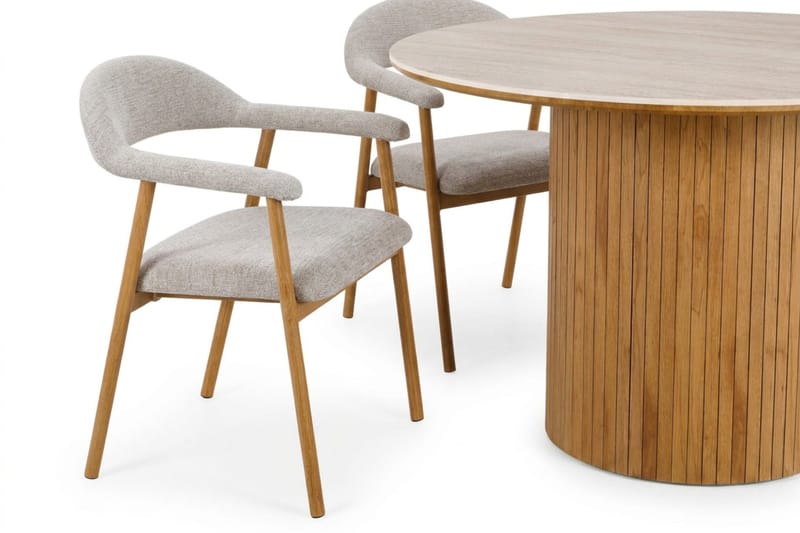 Arvo Matgrupp runt 120 cm Ek med 4 Ronja Matstolar - Ek/Ek - Möbler - Bord & matgrupp - Matgrupp