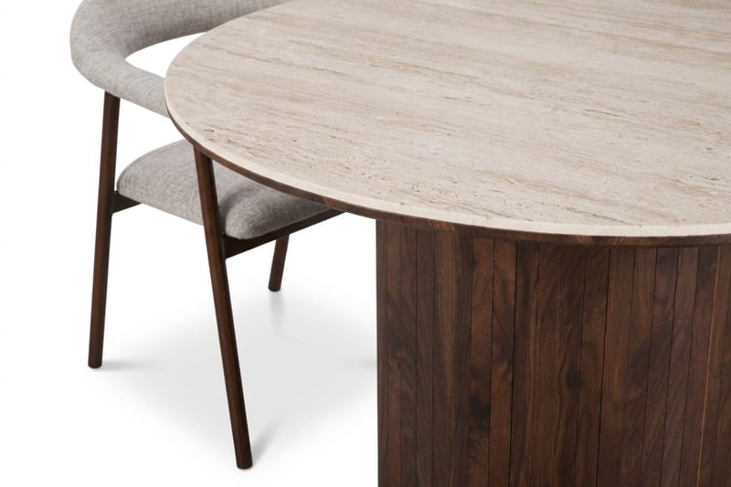 Arvo Matgrupp runt 120 cm Valnöt med 4 Ronja Matstolar - Valnöt/Valnöt - Möbler - Bord & matgrupp - Matgrupp