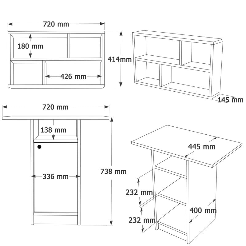 Avero Matbord- 72x73,8x44,5 cm - Vit och ek - Möbler - Bord & matgrupp - Matgrupp