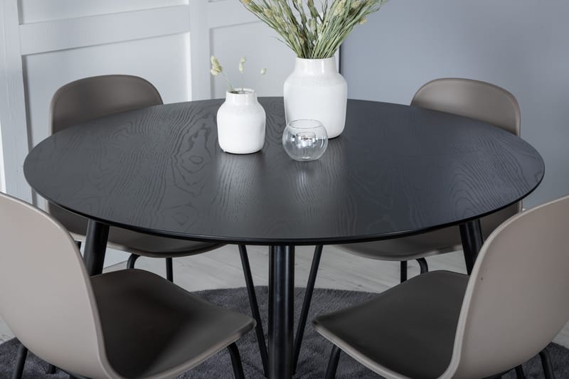 Balisa Matgrupp 115 cm Rund inkl 4 Kullersbro Stolar - Svart/Beige - Möbler - Bord & matgrupp - Matgrupp